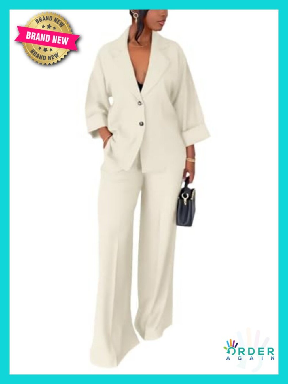 2 Piece Blazer & Wide Leg Pant Set - Business Casual